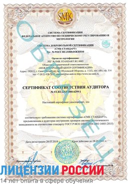 Образец сертификата соответствия аудитора №ST.RU.EXP.00014299-1 Чистополь Сертификат ISO 14001